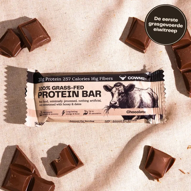 100% Grasgevoerde Eiwitreep – Chocolade