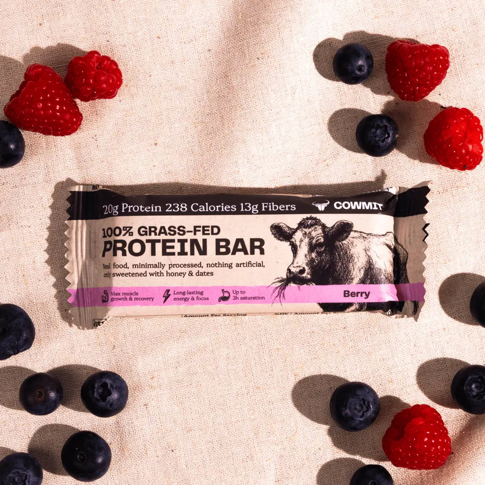 100% Grasgevoerde Eiwitreep – Bessen