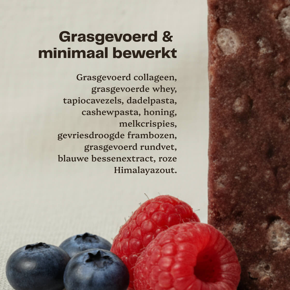 100% Grasgevoerde Eiwitreep – Bessen